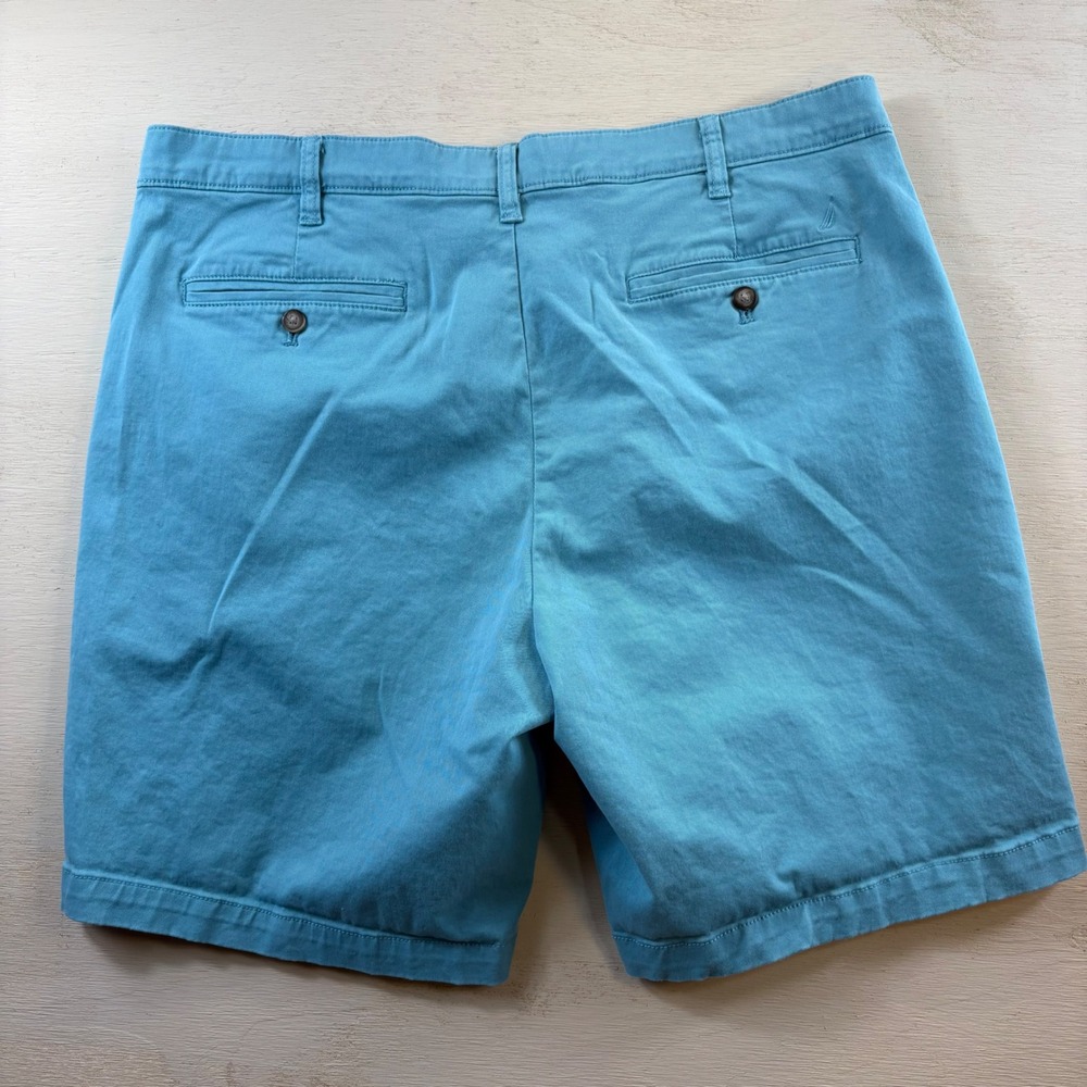 Nautica Mens The Deck Short Classic Fit Stretch Chino Shorts Blue 38W Beachcore